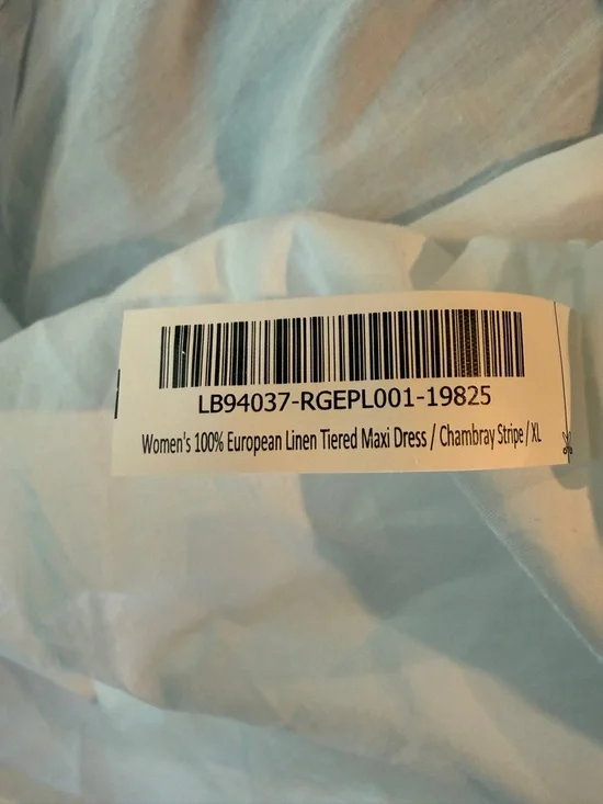 Quince Womens 100% European Linen Tiered Maxi Dress Chambray Stripe XL - Picture 11 of 11